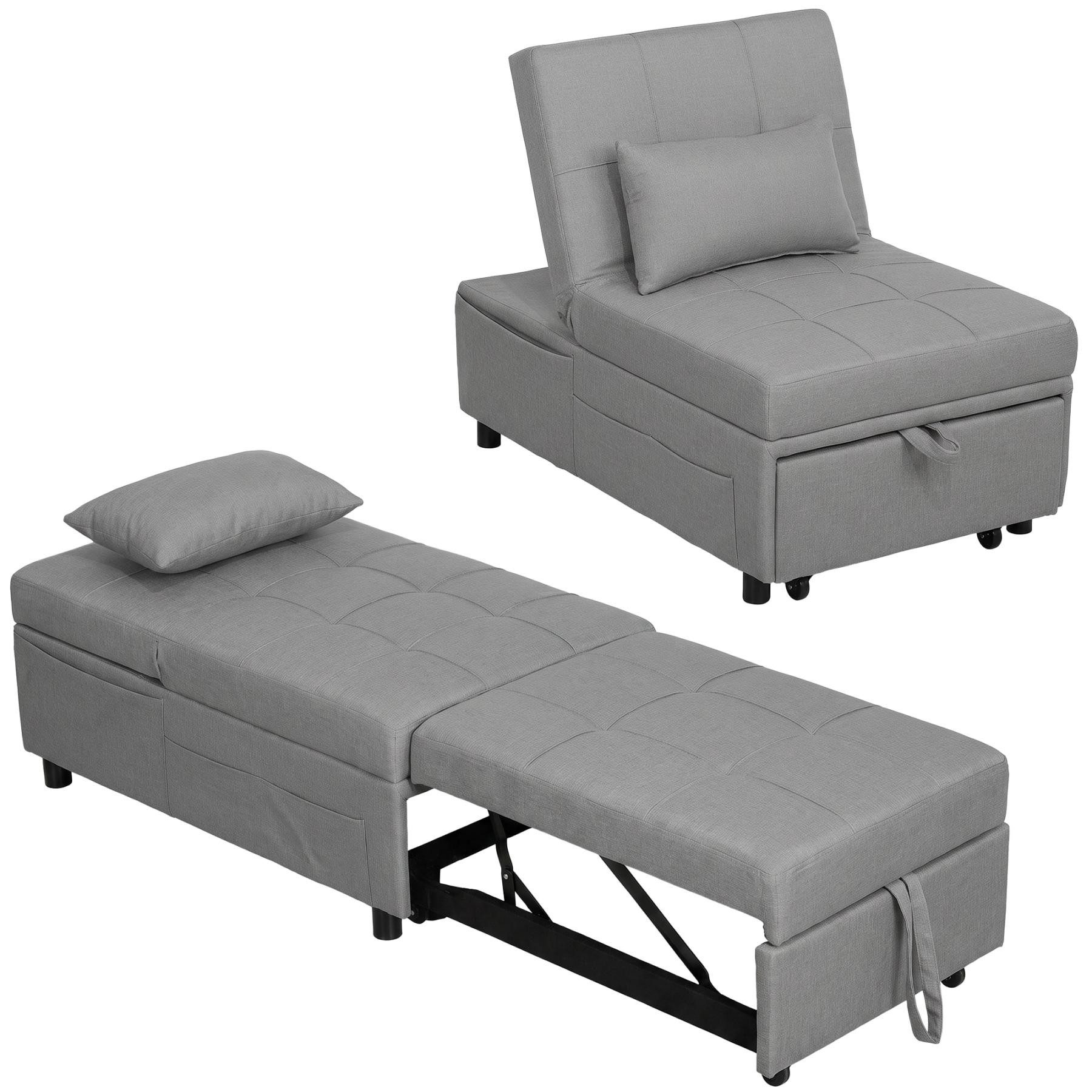 FELIXLEO Schlafsofa 4 in 1 Klappsessel mit Seitentasche Gästebett mit Kissen, 1 Teile