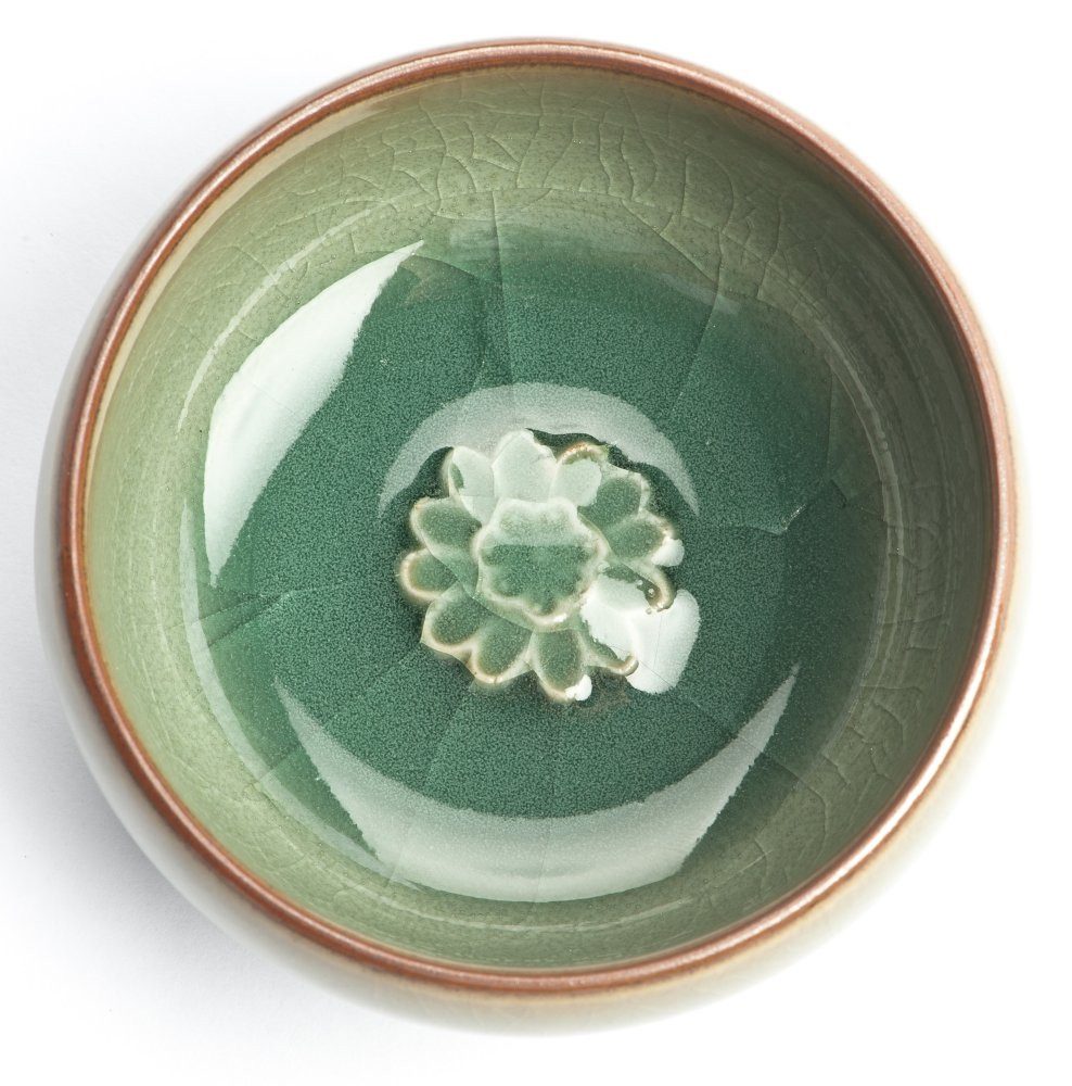 Goodwei Teeschale Asiatische Seladon Teeschale - Motiv "Sunflower", 1-tlg., Keramik