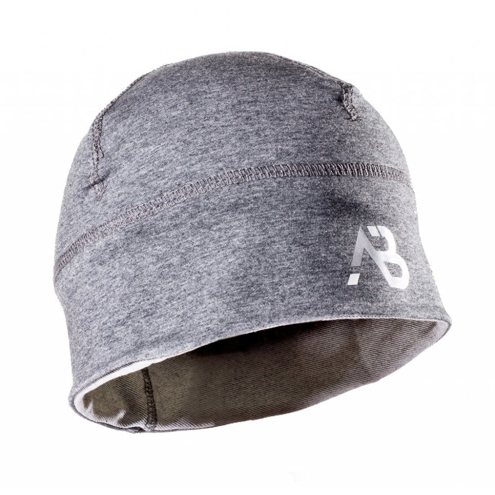 A. Blöchl Beanie Mütze Sport mit Logo grau neu (Packung) Feuchtigkeitsregulierung