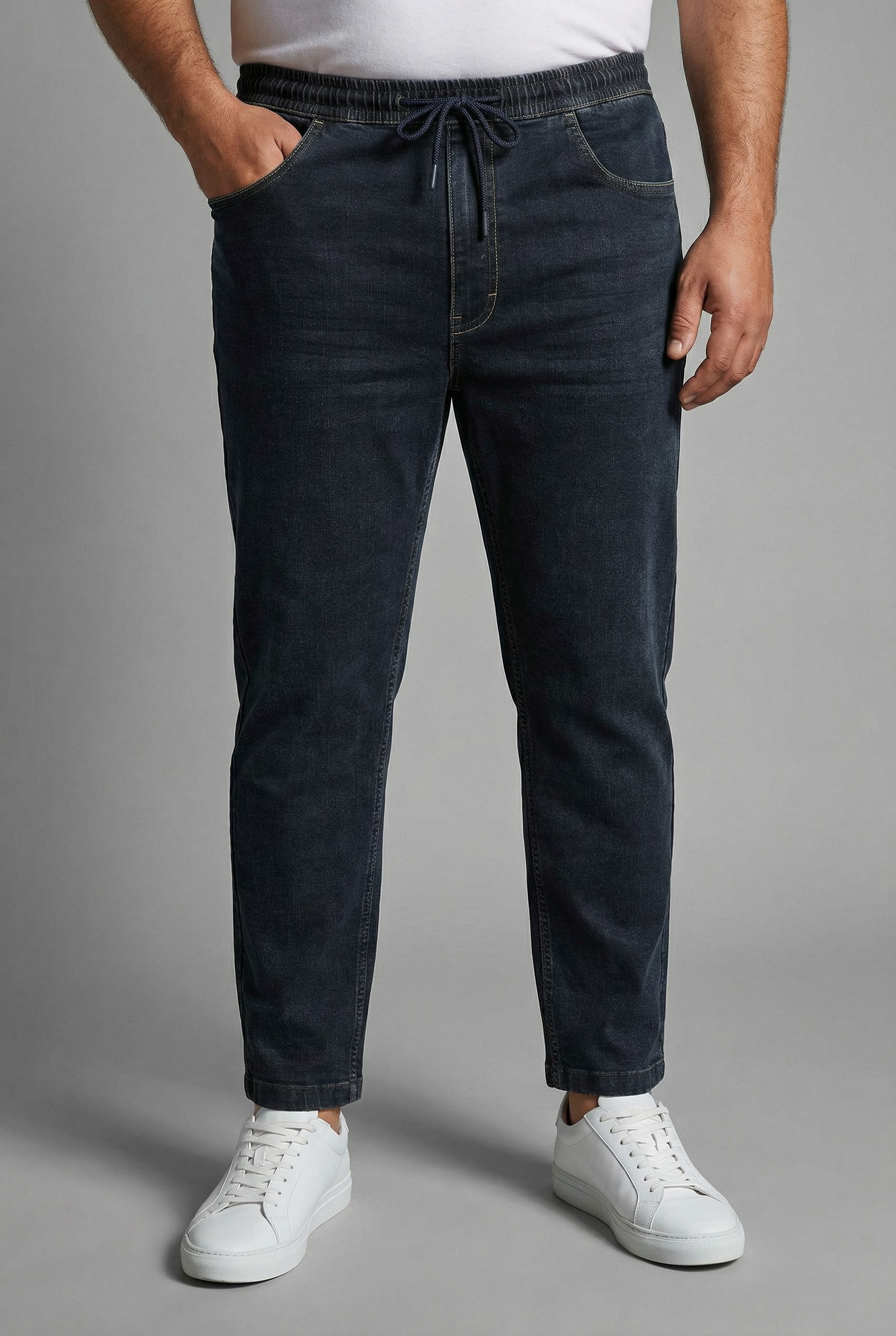 Man's World Plus Schlupfjeans Große Größen gerade geschnittenes Bein, Regular-Fit, mit Kordelzug