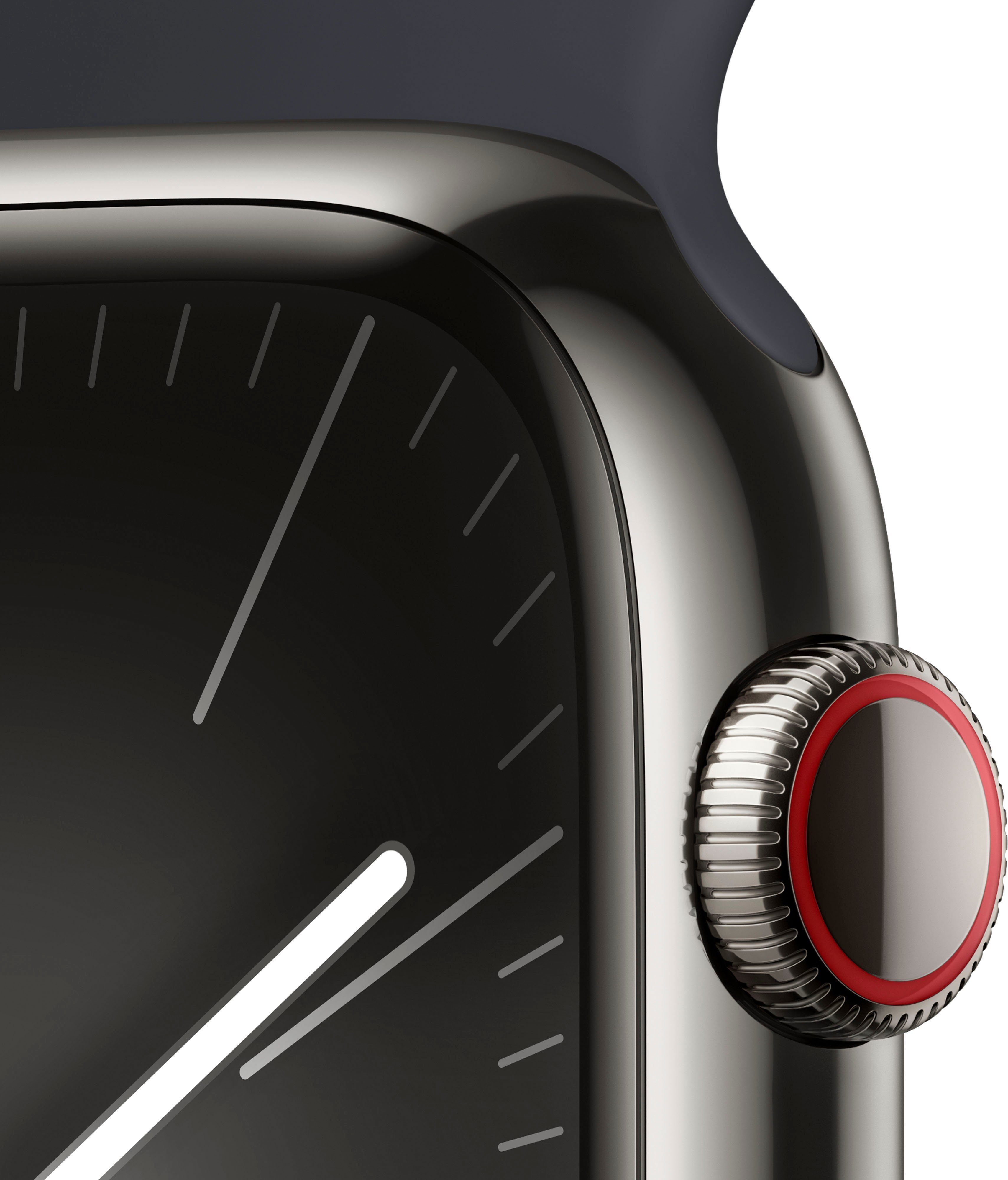 cm/1,77 9 Stainless Zoll, Sport Midnight Watch Series Band GPS Watch Cellular (4,5 OS Smartwatch Steel | + graphite 10), Apple M/L 45mm
