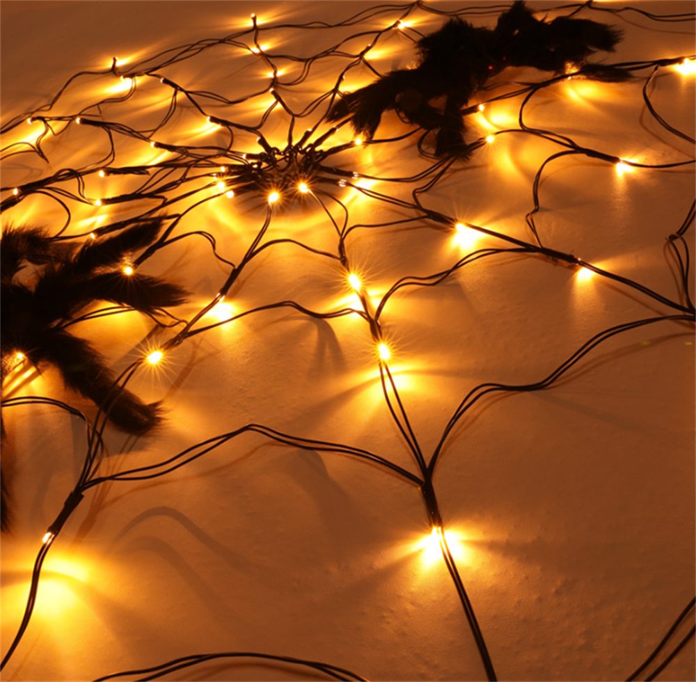 Oneid Lichterkette Halloween dekoSpinnennetz Warmweiß LED Lichter-Lichterketten