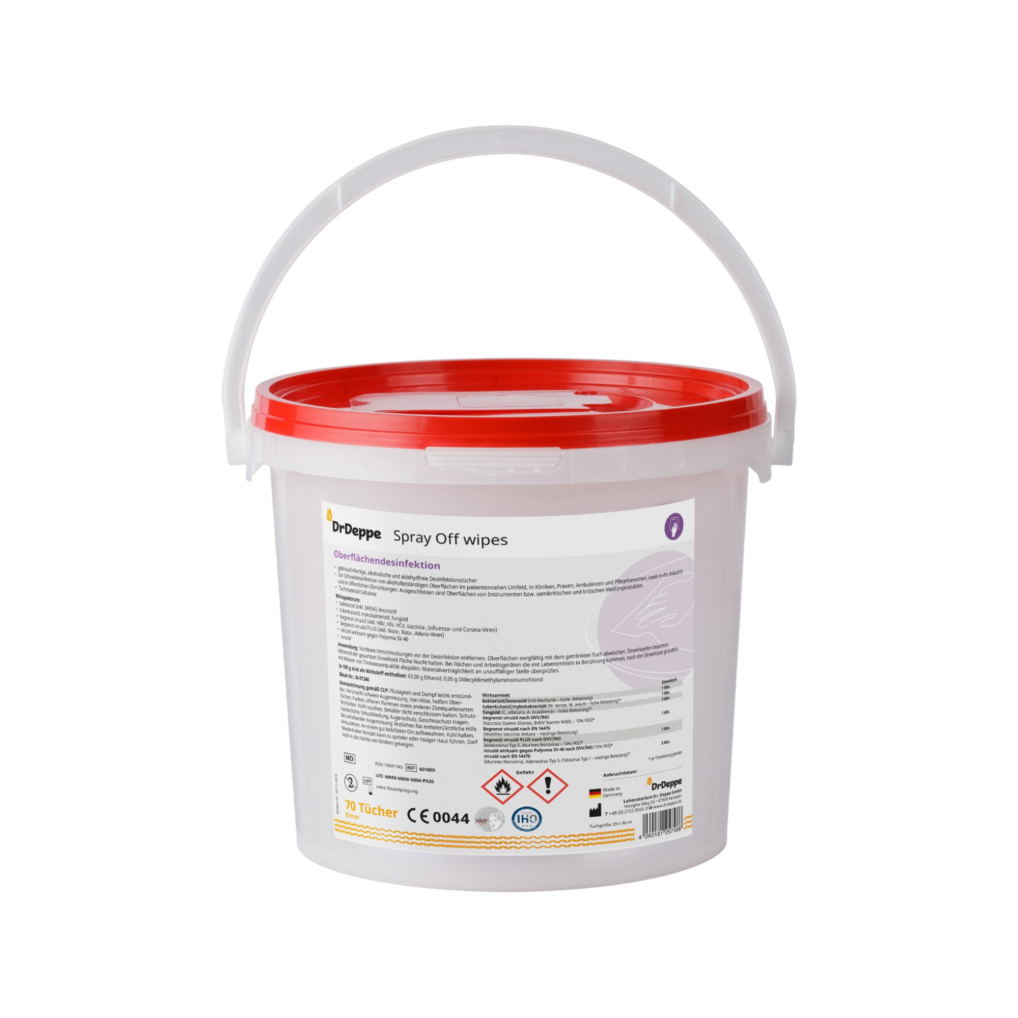 Dr.Deppe DrDeppe - Spray Off wipes - alkoholhaltige Flächendesinfektionstücher Reinigungstücher (Eimer, 1-tlg)