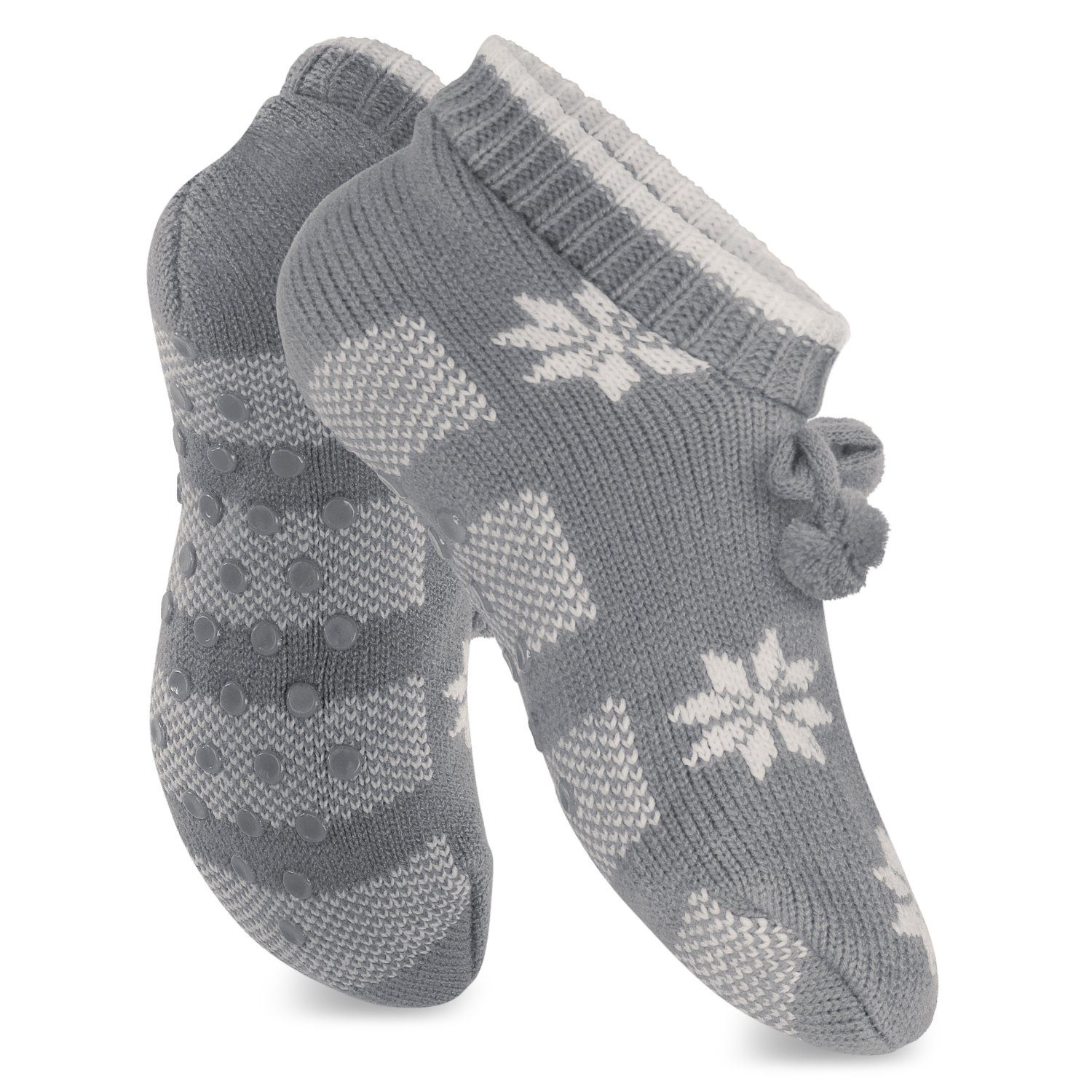 celodoro Haussocken Damen Norweger Strick Hüttensocken mit ABS-Sohle (1 Paar)