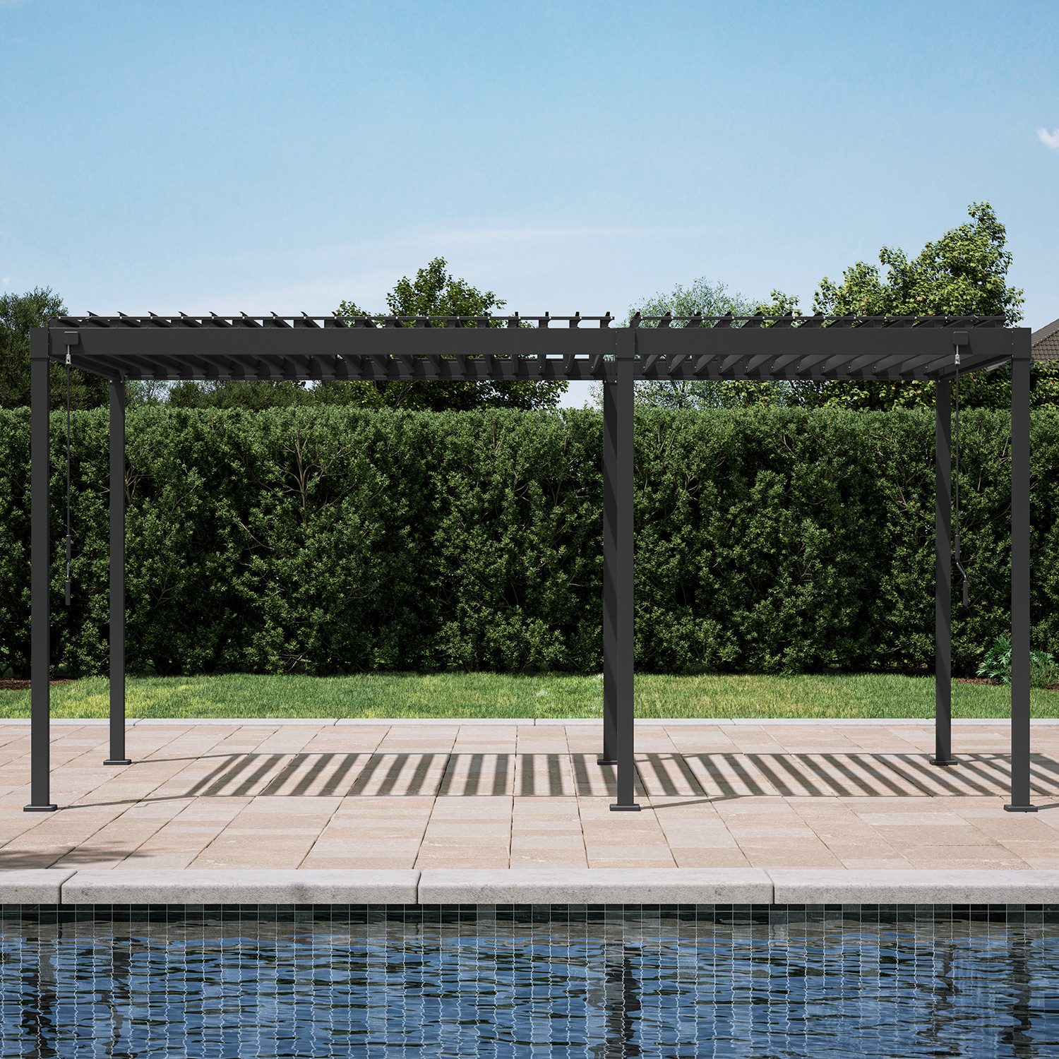 Mirador Pergola 80S Pavillon Terrassenüberdachung Anthrazit, (Packung), Stahl Anthrazit verstellbares Lamellendach