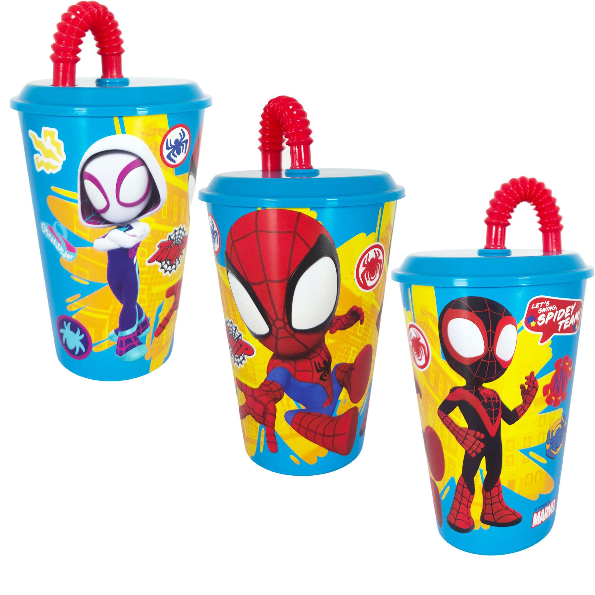 MARVEL Kinderbecher Marvel Spiderman Spidey Gwen Miles Kinder Trinkbecher 430 ml