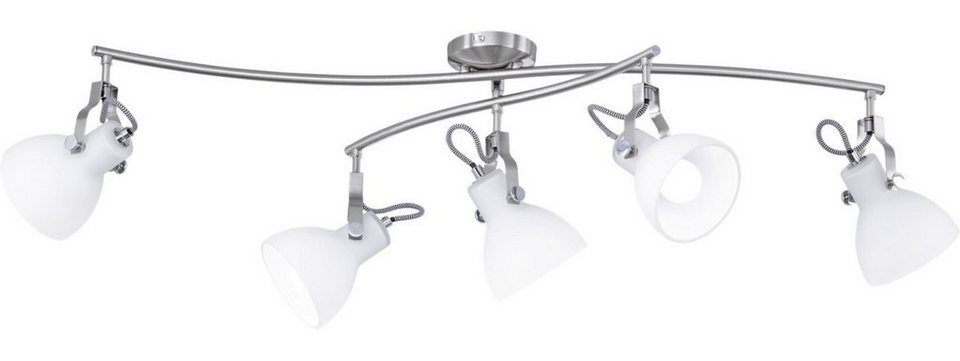 TRIO Leuchten LED Deckenstrahler Trio Leuchten 5er Spot Ginelli nickel  matt, Glas, Dimmbar nicht Smart Home-fähig ohne Bewegungsmelder