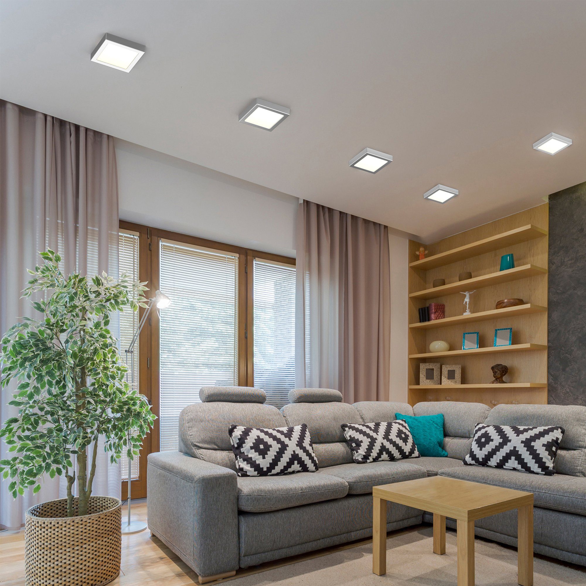 B.K.Licht LED Aufbaustrahler Panel Lampe LED integriert, Garnet, LED fest Aufputzspot 12W Warmweiß, Aufbauleuchte Unterbauleuchte