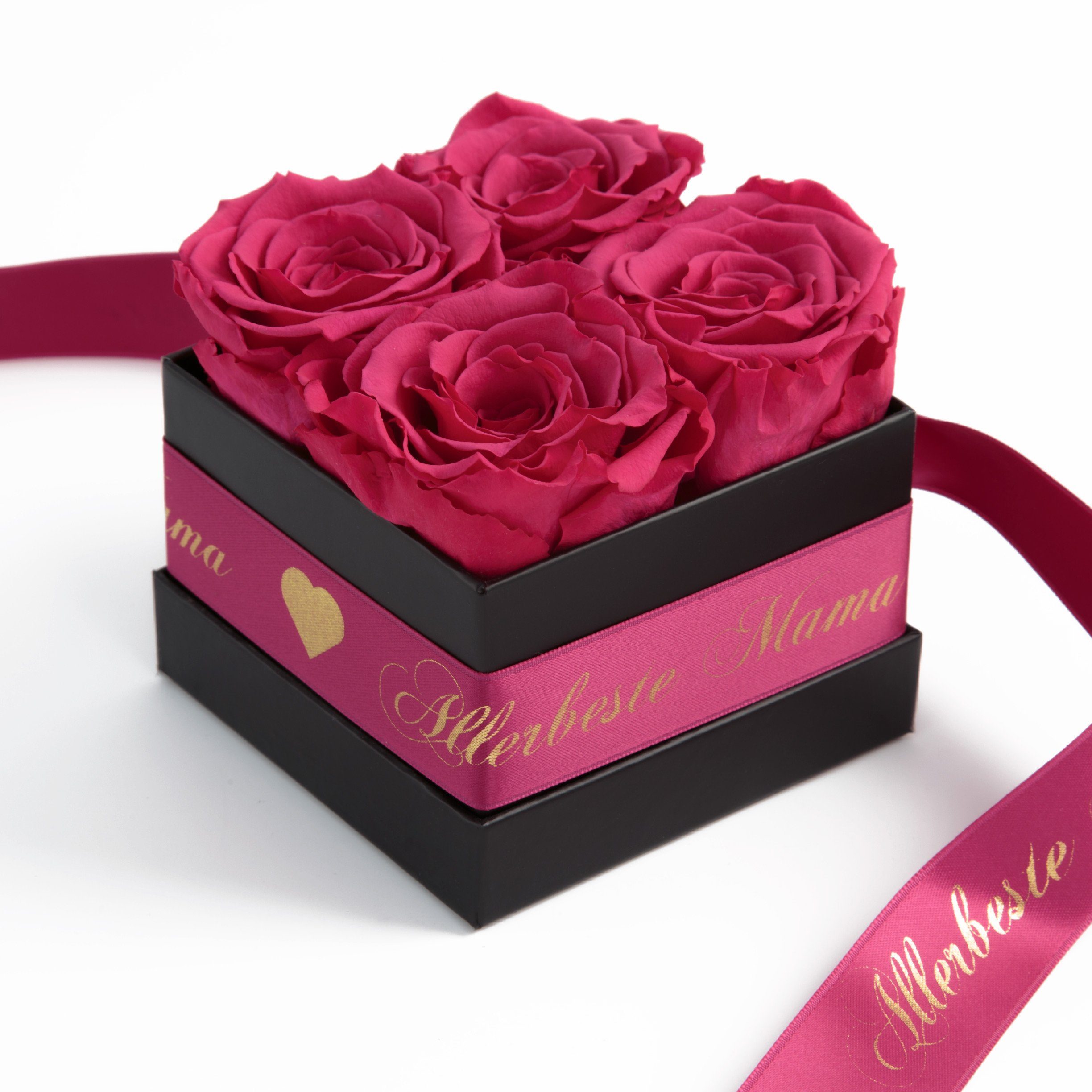 cm, Höhe Muttertag mit Infinity SCHULZ Rosenbox Rose, duftenden Heidelberg, Geschenkidee ROSEMARIE Allerbeste 8,5 Blumen Kunstpflanze Mama haltbar lange Pink