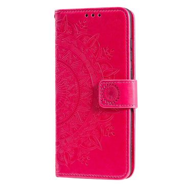 CoverKingz Handyhülle Nokia 1.3 Handy Hülle Flip Case Cover Handytasche Etui Mandala Pink, Klapphülle Schutzhülle mit Kartenfach Schutztasche Motiv Mandala