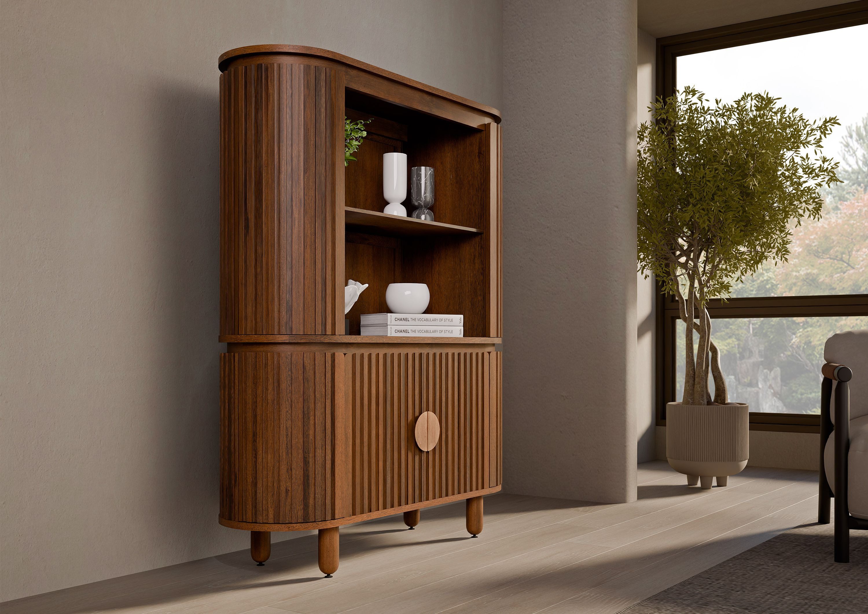 Massivmoebel24 Highboard (Massivholz), Mango 120x40x150 braun günstig online kaufen