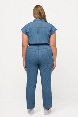 Ulla Popken Regular-fit-Jeans Jeans-Jumpsuit Hemdkragen elastische Taille