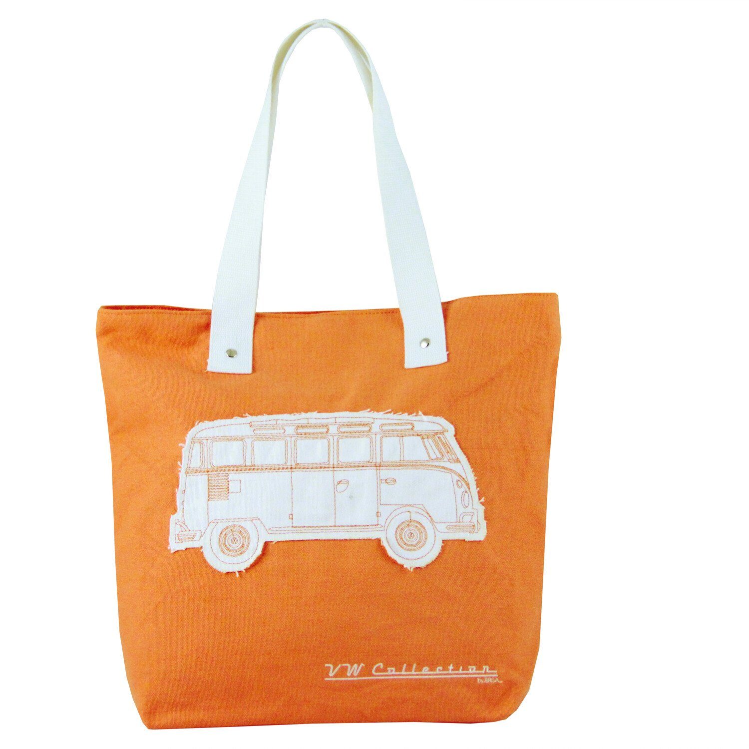 VW Collection by BRISA Einkaufsshopper Volkswagen Wiederverwendbare Canvas-Einkaufs-Tüte-Strand-Tasche, 17 l, mit T1 Bulli Bus Motive Silhouette in Blau