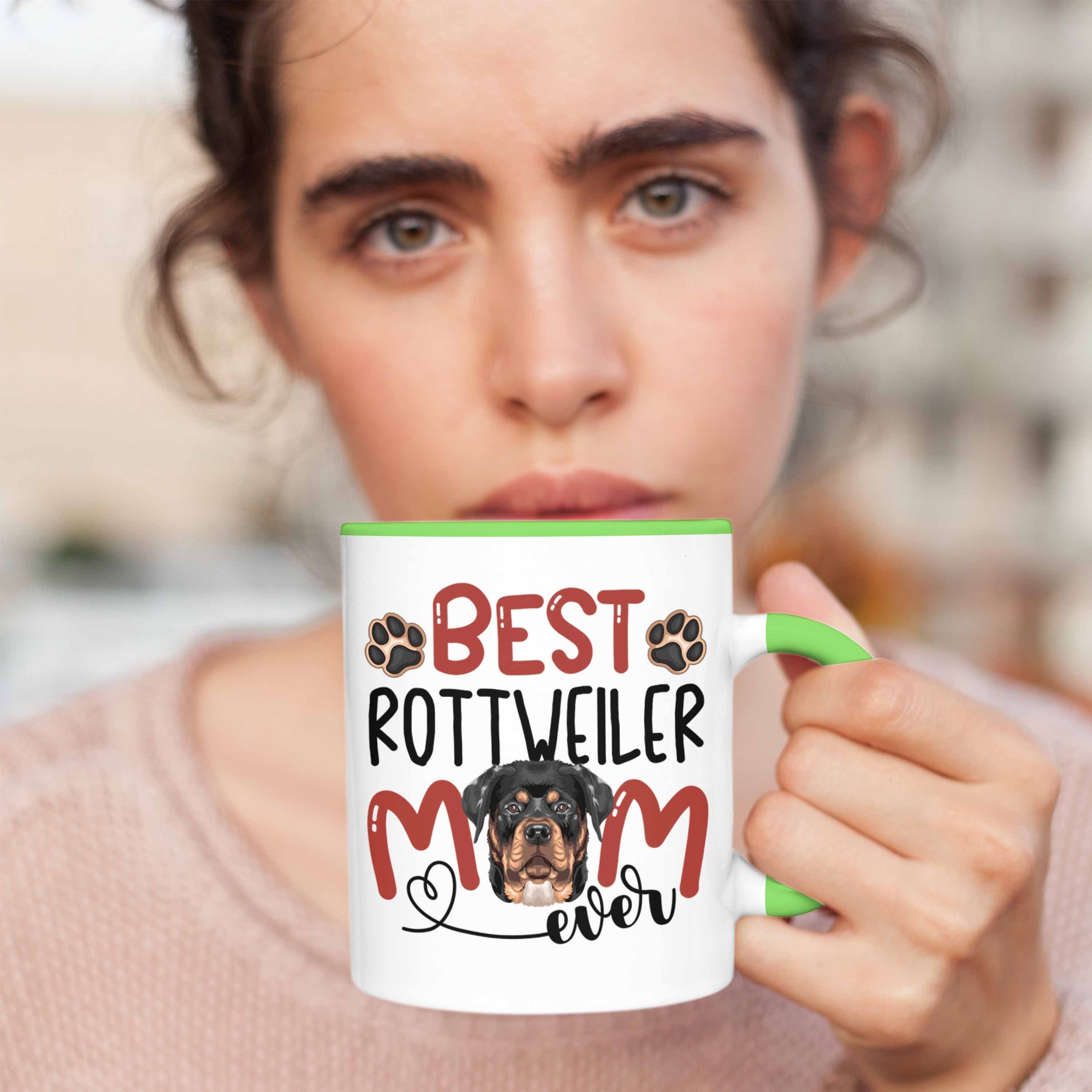 Trendation Tasse Rottweiler Lustiger Geschenkidee Grün Spruch Mom Tasse Geschenk Besitzerin