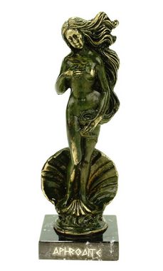 Kremers Schatzkiste Dekofigur Metall Figur Aphrodite nach Boticcelli 15 cm Patina Göttin der Liebe