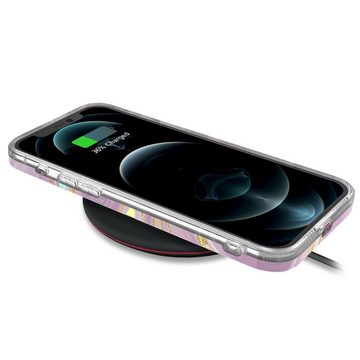 Wigento Handyhülle Für Apple iPhone 12 / 12 Pro Shockproof TPU Watercolor Splash Schutz Tasche Hülle Cover Etui Motiv 4