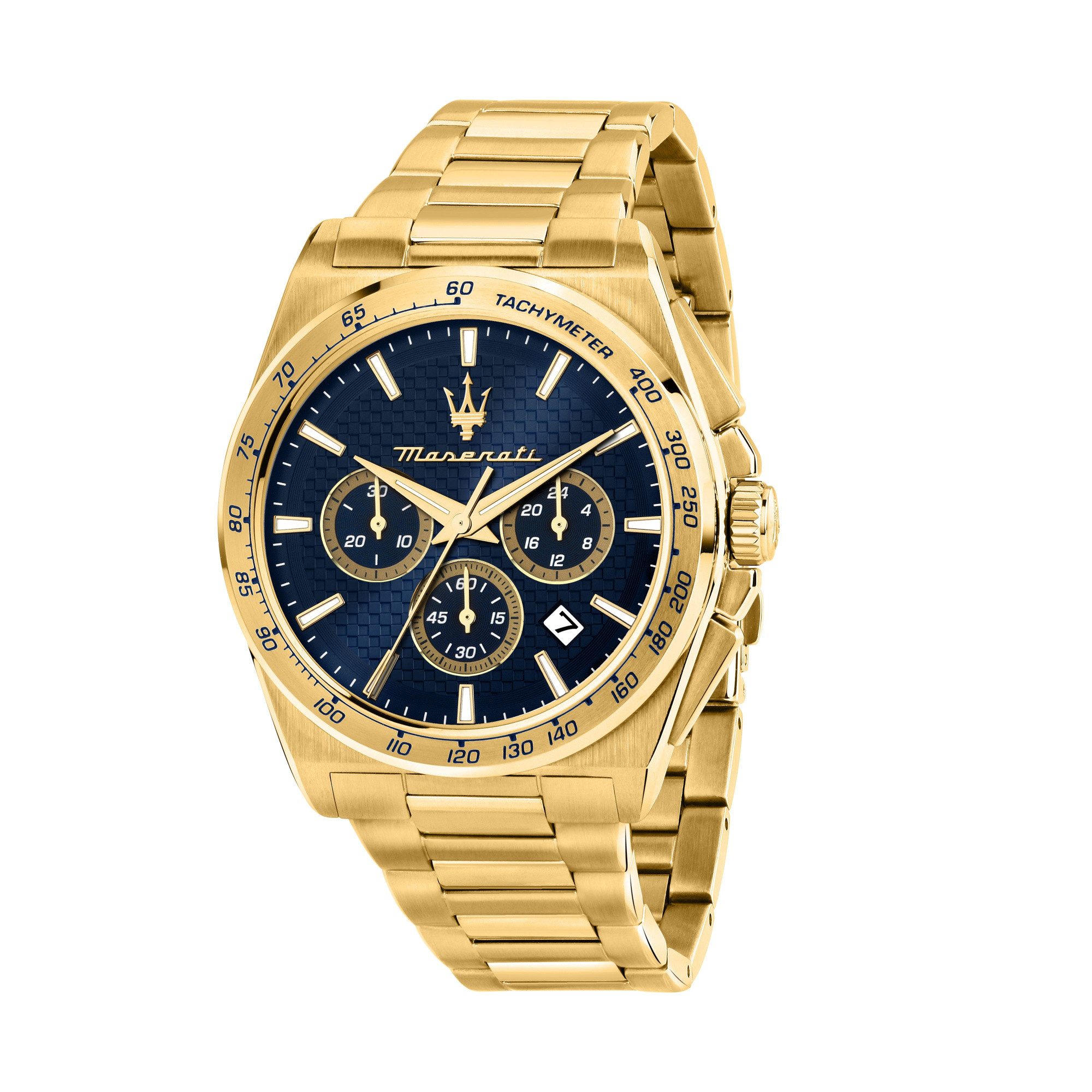 MASERATI Chronograph Velocita Herrenuhr R8873652002 Gold Blau 43 mm