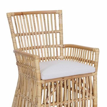 Casa Moro Rattanstuhl Rattansessel Susila Honig mit Sitzkissen Esszimmerstuhl, Loungesessel aus Natur-Rattan handgefertigt