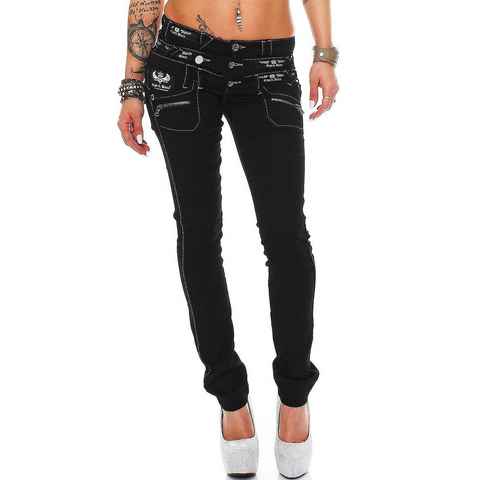 Cipo & Baxx Regular-fit-Jeans Low Waist Hose BA-CBW0313 mit Kontrastnaht und 3x Bund-Optik