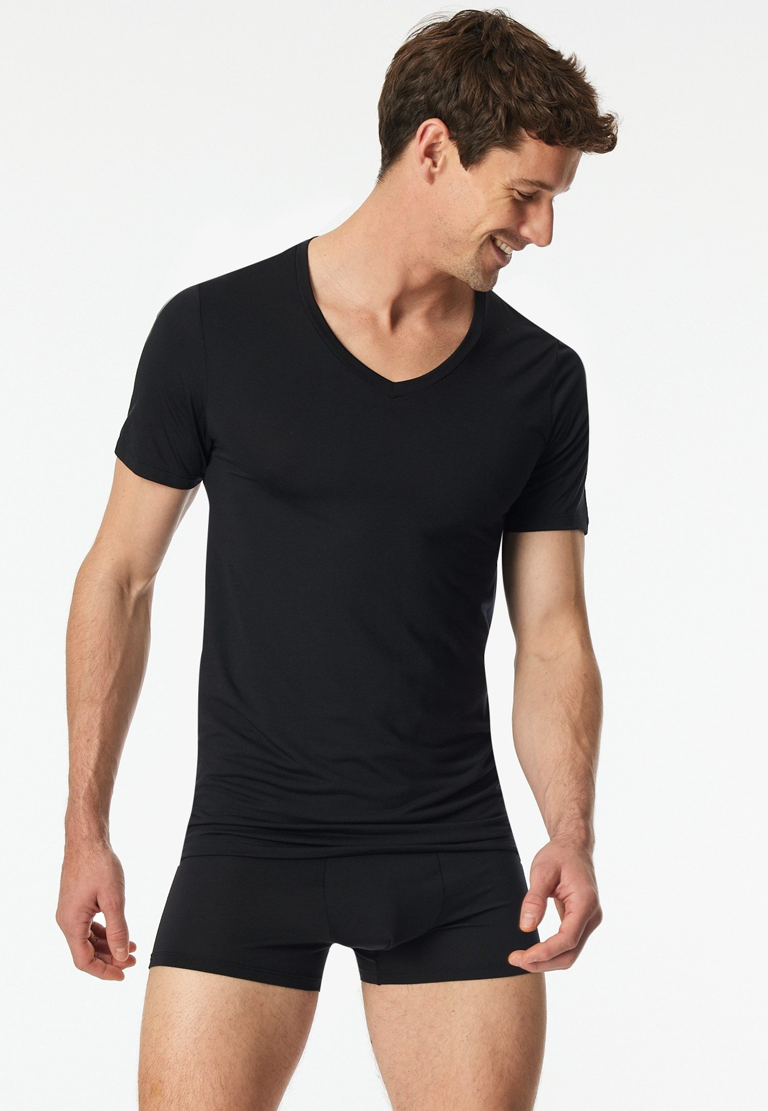 Schiesser Unterhemd Premium V-Shirt (Doppelpack) Softes, leichtes TENCEL™ Modal