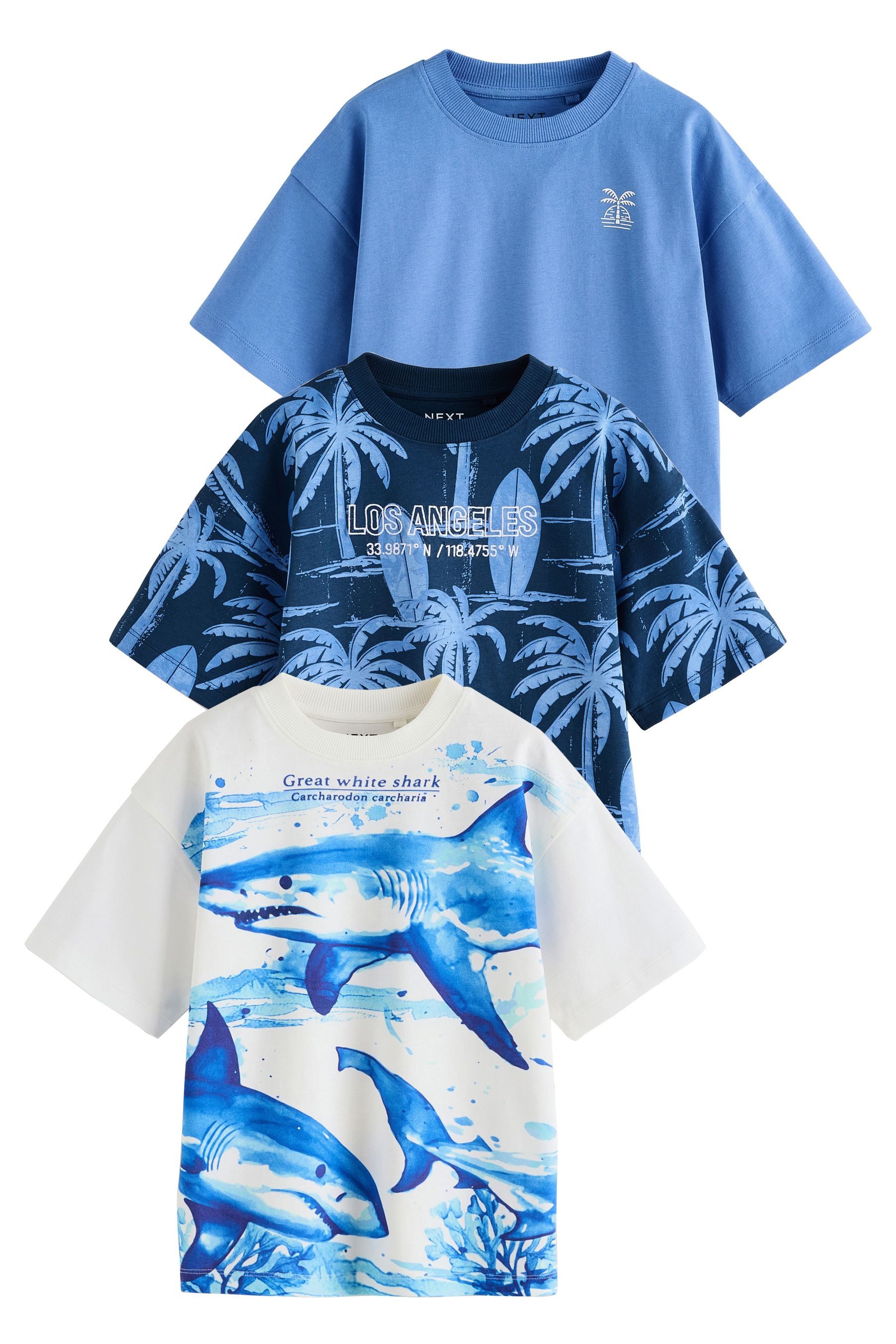 Next Print-Shirt 3er-Pack Relaxed Fit Kurzarm-T-Shirts günstig online kaufen