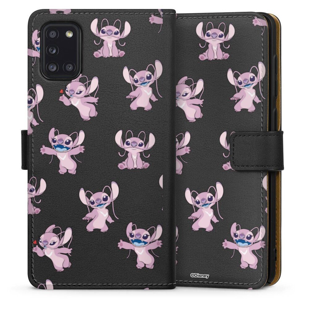 DeinDesign Handyhülle Lilo & Stitch Engel Disney Angel Faces Pattern Transparent, Samsung Galaxy A31 Hülle Flip Case Klapphülle Handytasche Leder
