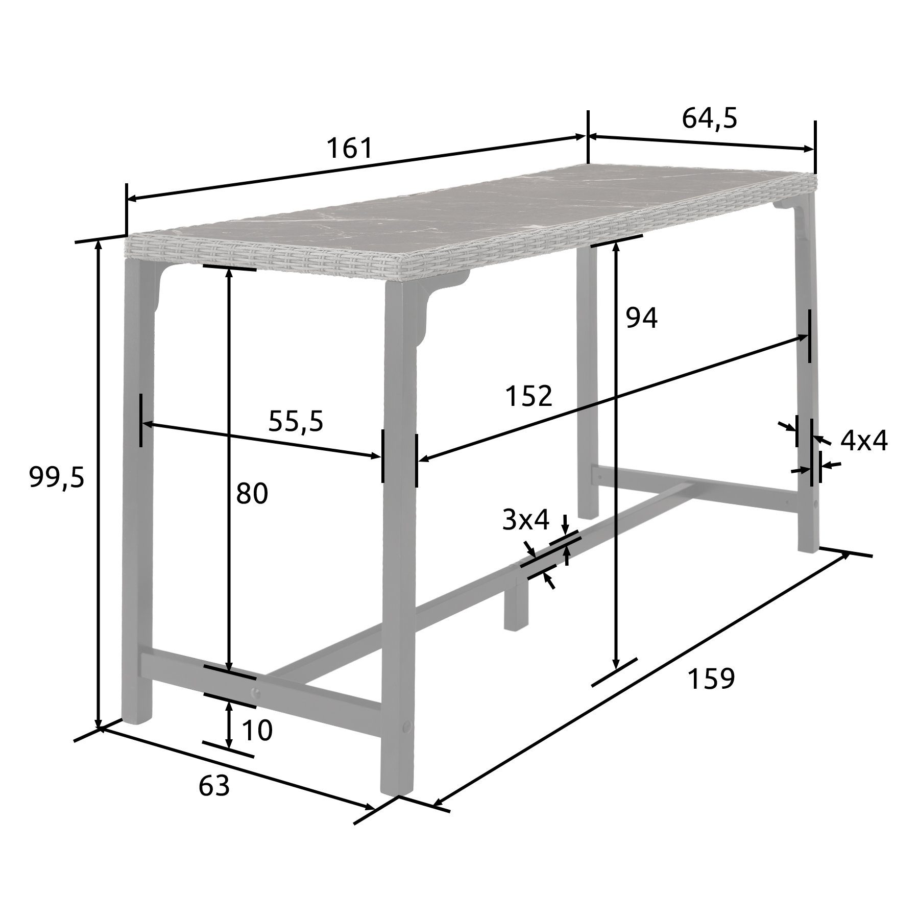 tectake 1 tlg) (1-St., natur Gartentisch Lovas