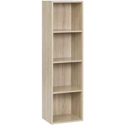 Woltu Bücherregal, 1-tlg., Bücherregal aus MDF Eiche 30x24x106 cm