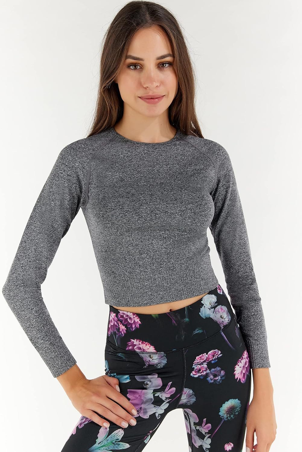 Longsleeve Damen Basic meliert mit langen Ärmeln