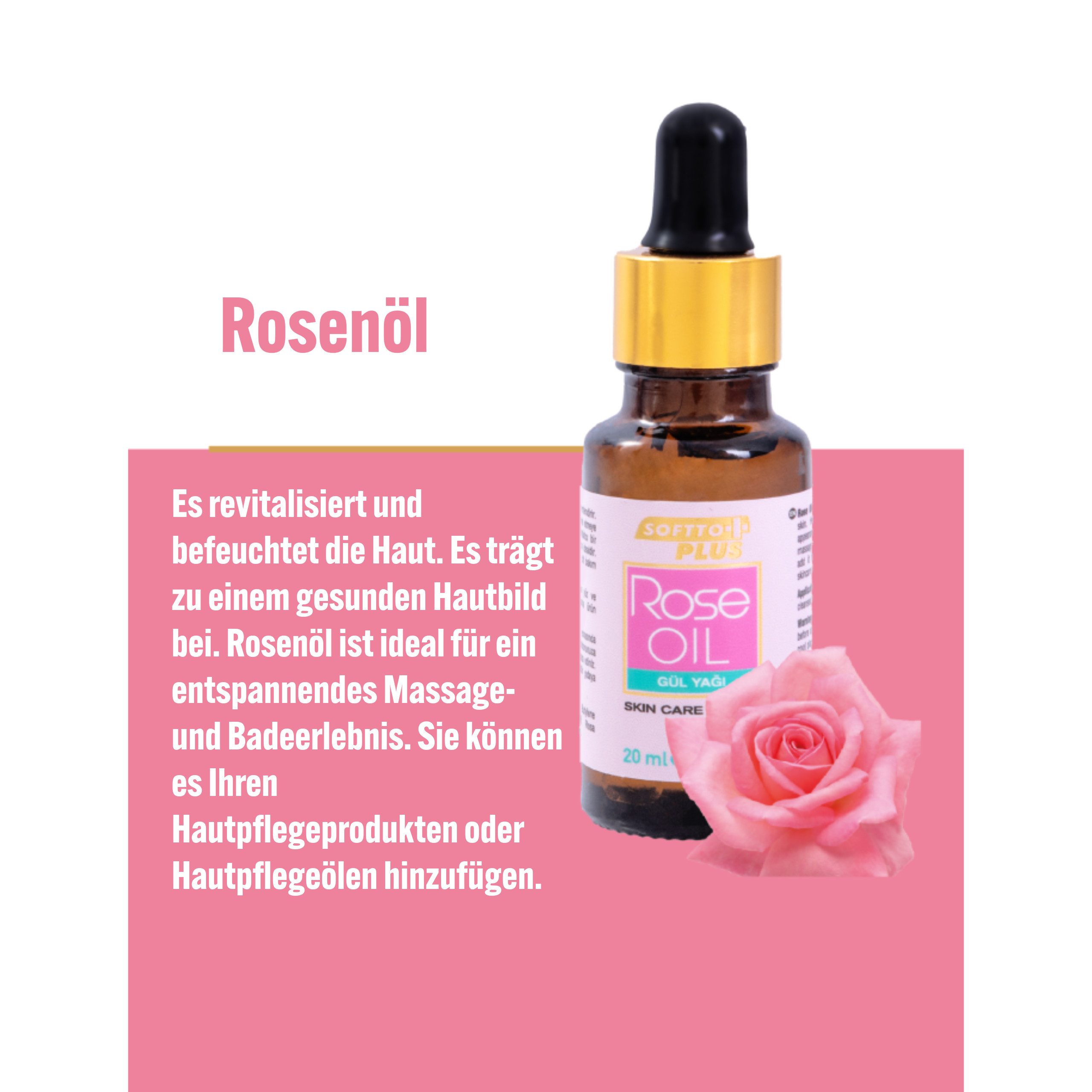 Softto Plus Gesichtsöl Rosenöl – Luxuriöse Pflege für strahlende Haut & pure Entspannung