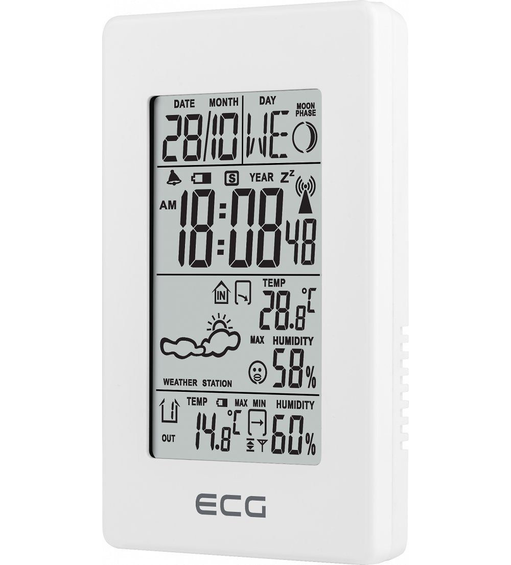 ECG MS 100 White Wetterstation (Wettervorhersage für 1 Tag, Innen- und Außentemperatur/Feuchtigkeit)