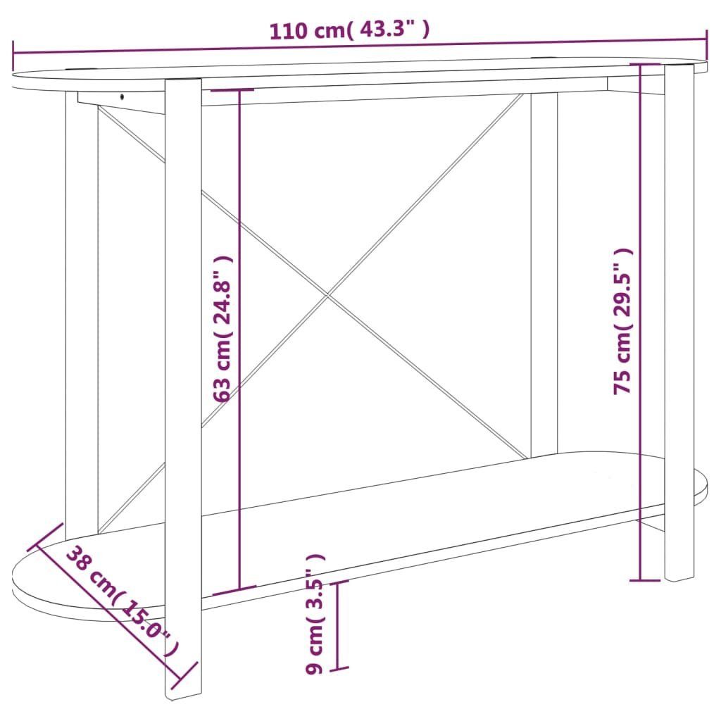 furnicato Holzwerkstoff Konsolentisch cm (1-St) Beistelltisch 110x38x75 Weiß
