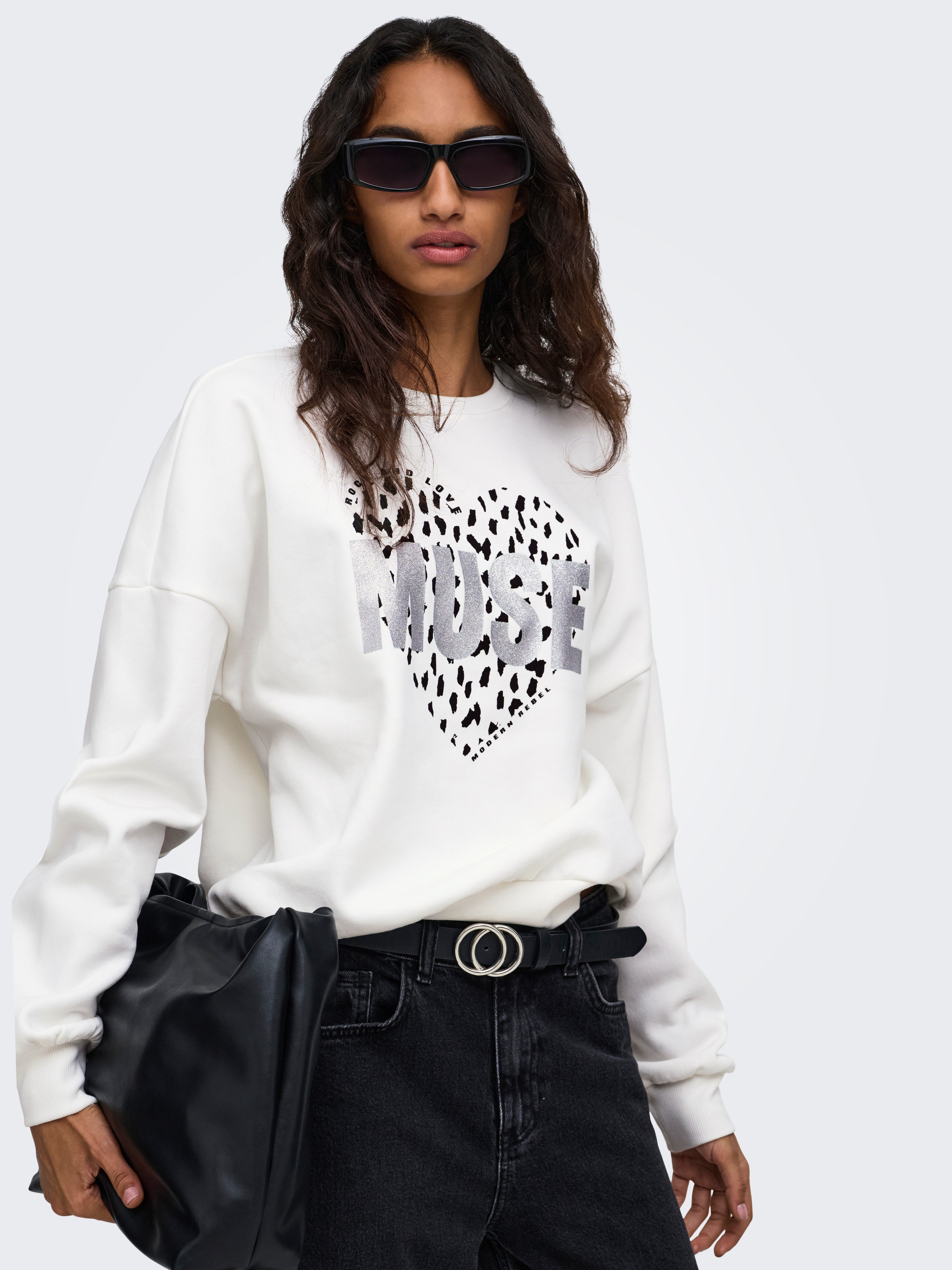 ONLY Sweatshirt ONLTAMMIE L/S LEO PRINT O-NECK SWT Baumwollmischung, regular fit