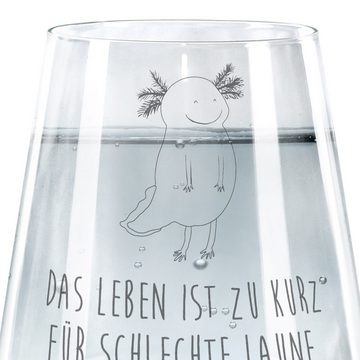 Mr. & Mrs. Panda Glas Axolotl Glücklich, Trinkglas mit Gravur, Trinkglas, Wasserglas, Premium Glas, Elegantes Design