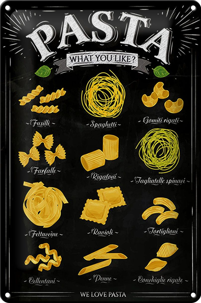 Hebold Metallschild Schild Blech -Made in Germany- Pasta 20x30cm Nudeln what you like Esse