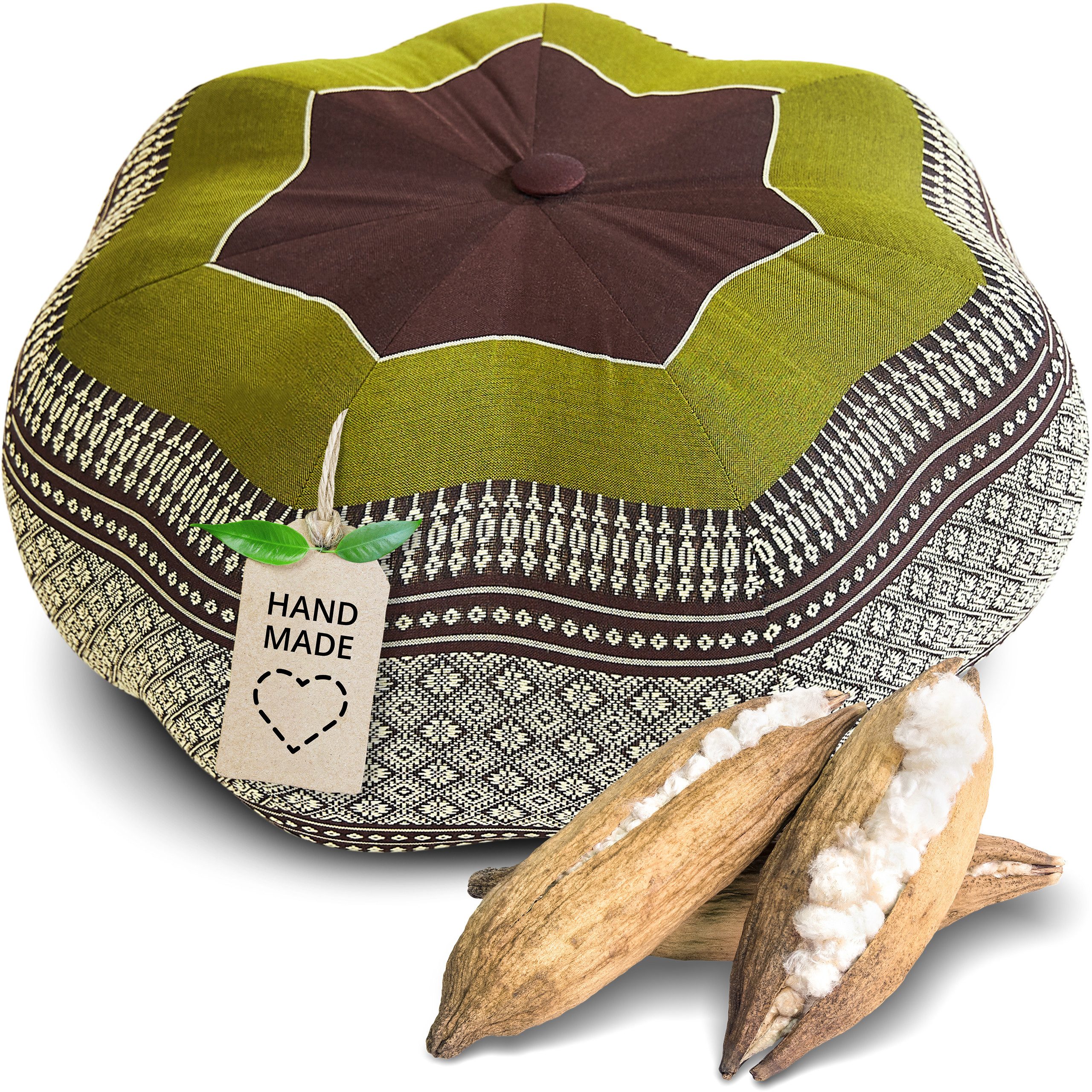 livasia Meditationskissen Zafukissen Stern groß, vegan und handgefertigt, Ø 40x20cm, Kapok
