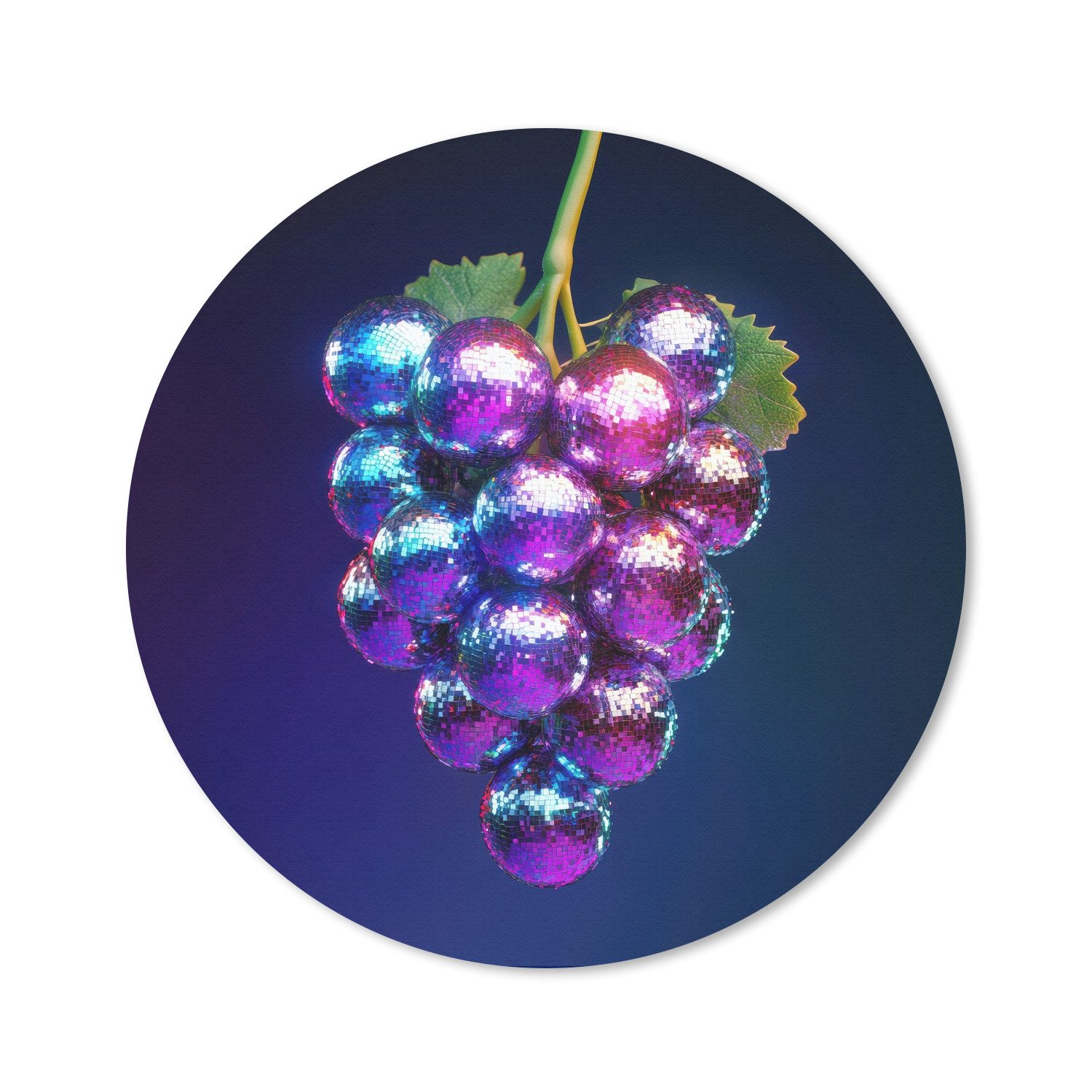 MuchoWow Mauspad Lila - Disco - Party - Weintraube (1-St), Büro für Tastatur und Maus, Mousepad Gaming, Rund 20x20 cm