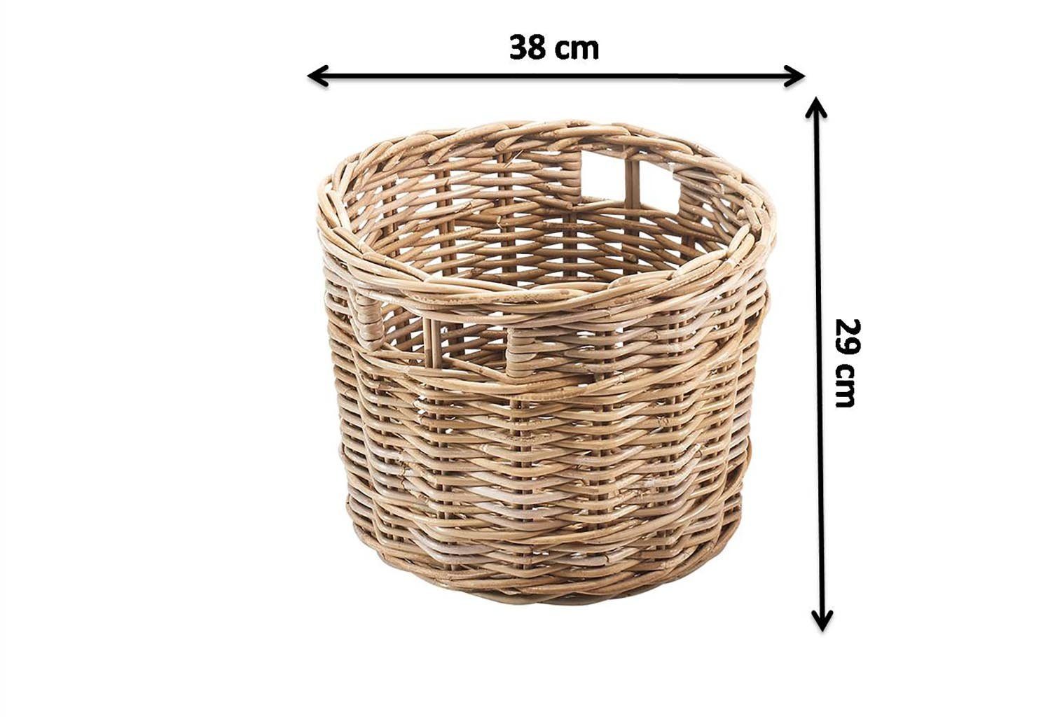 Kobolo Aufbewahrungskorb Rattankorb rund Kubu grau mit Lochgriff klein günstig online kaufen