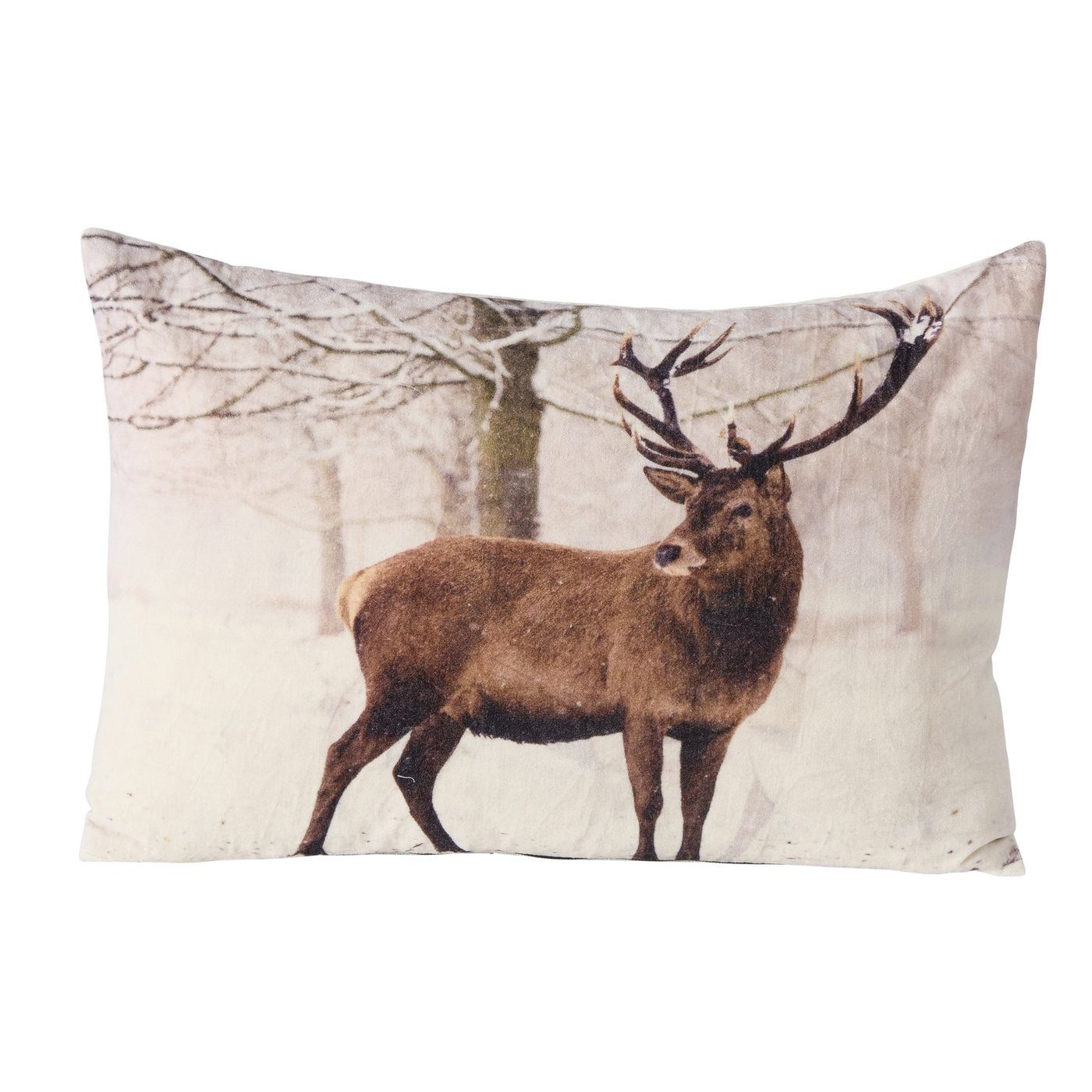 BOLTZE Dekokissen 2er-Set Kissen "Alcina" mit Hirschmotiv im Wald-Design, 60x40 cm