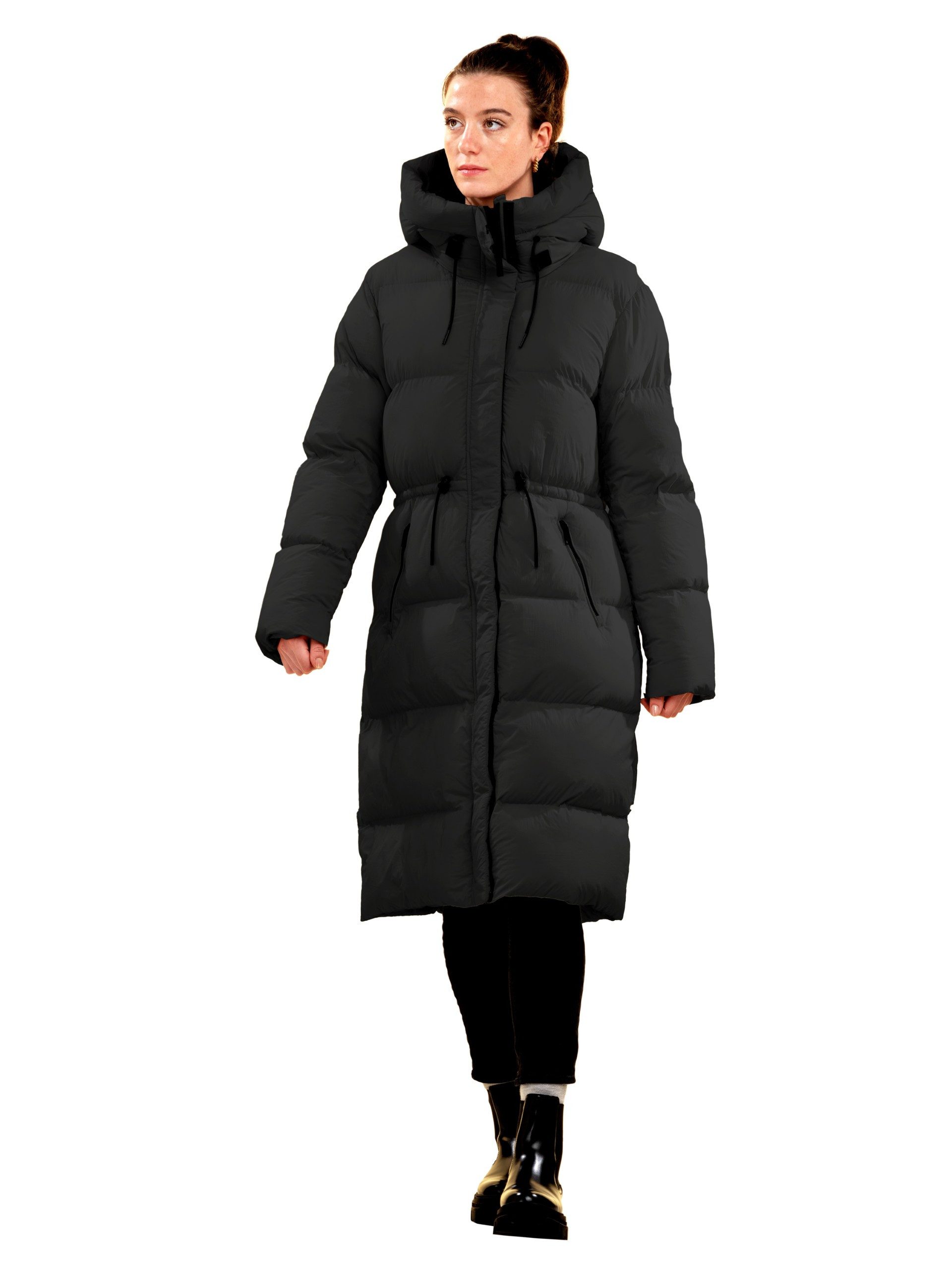 Shorai Steppmantel SH2404.576 schwarz, weitenregulierbare Kapuze und zusätzlicher Stehkragen