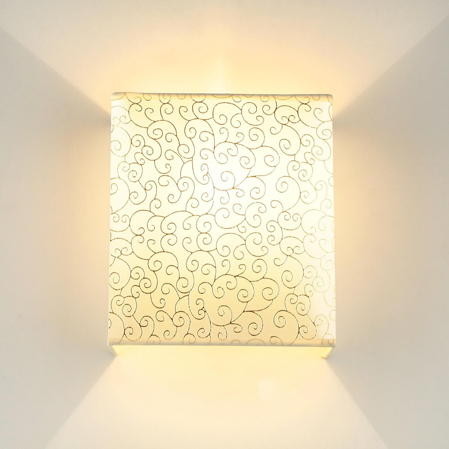 Licht-Erlebnisse Wandleuchte ohne Wohnzimmer Design Stoffschirm eckig Flur Leuchtmittel, Wandlampe ALICE, Lampe Loft