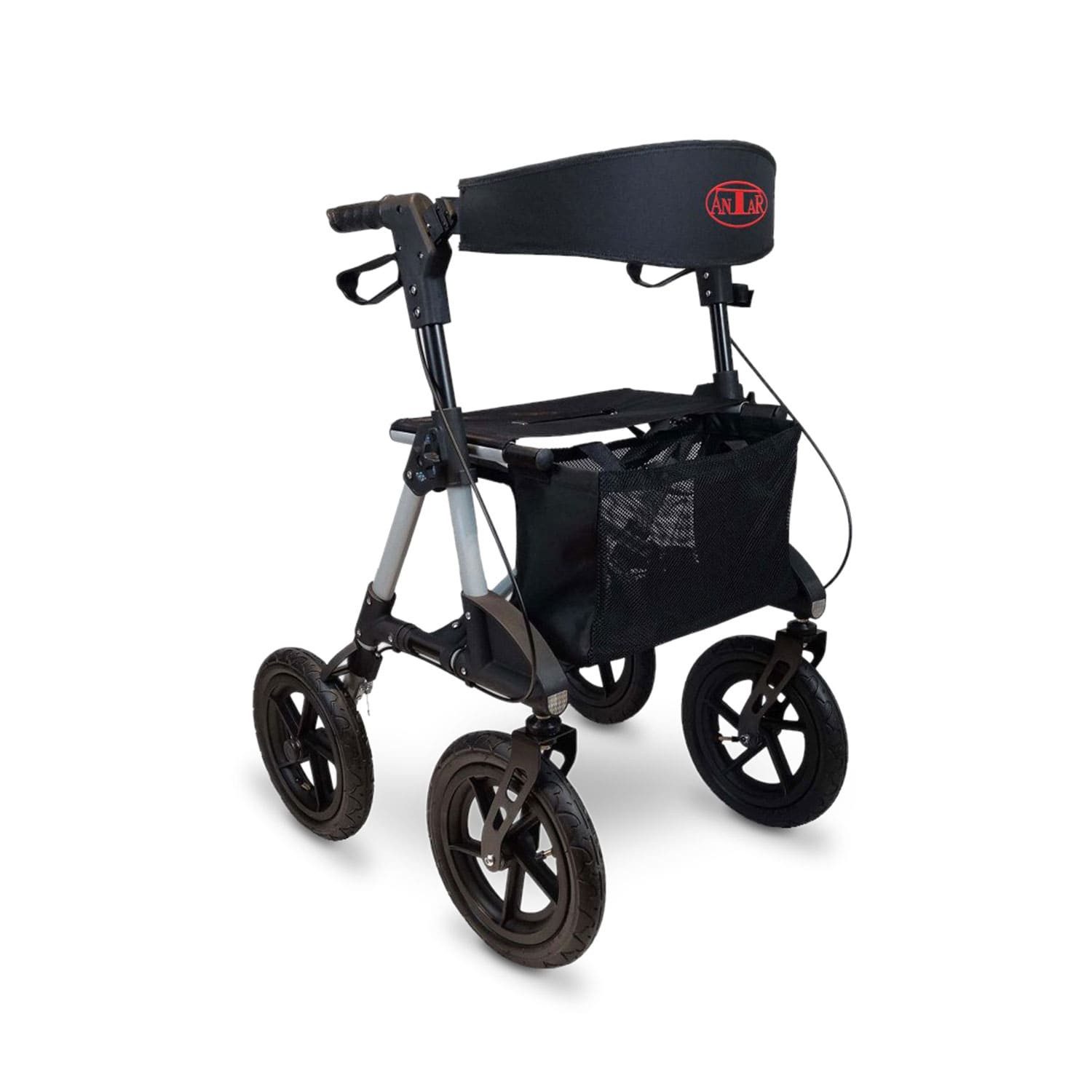 Antar Rollator Outdoor Rollator »AT51031«, ergonomische Griffe, offene Einkaufstasche, Stockhalter, Rückengurt
