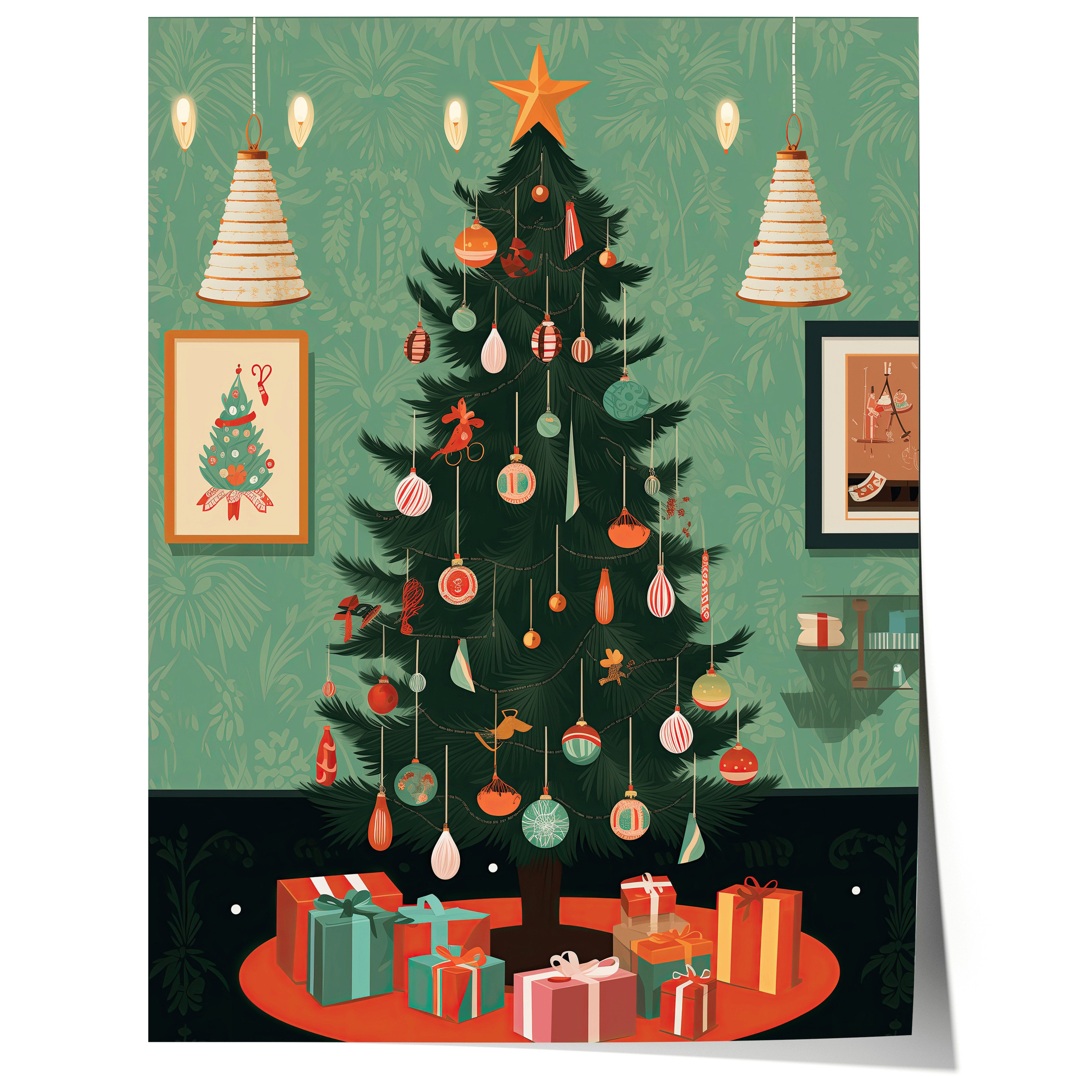 JUSTGOODMOOD Poster Weihnachtsbaum Festliche Weihnachtsdeko Geschenkidee Skandinavische We, (1 St)
