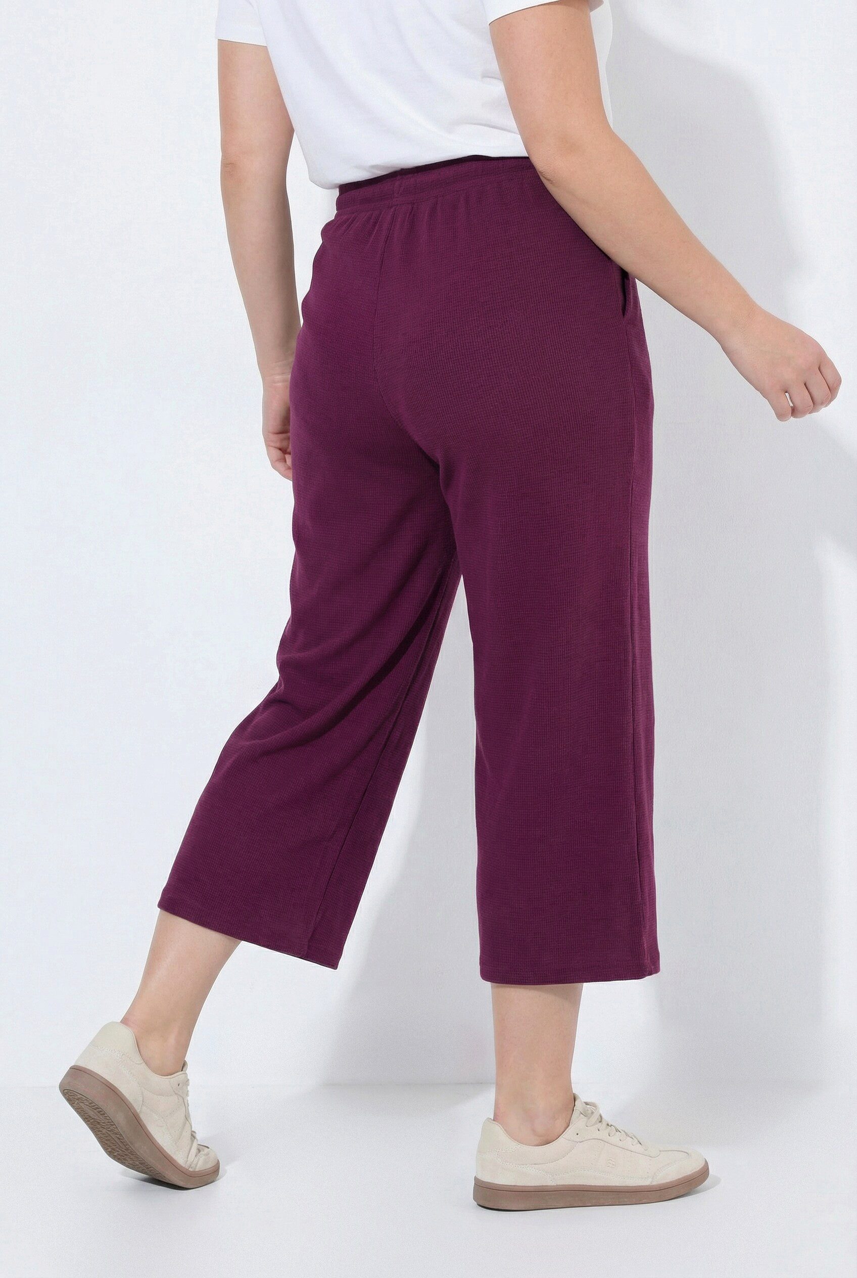 Ulla Popken Culotte Sweat-Culotte Waffelstruktur weites Bein