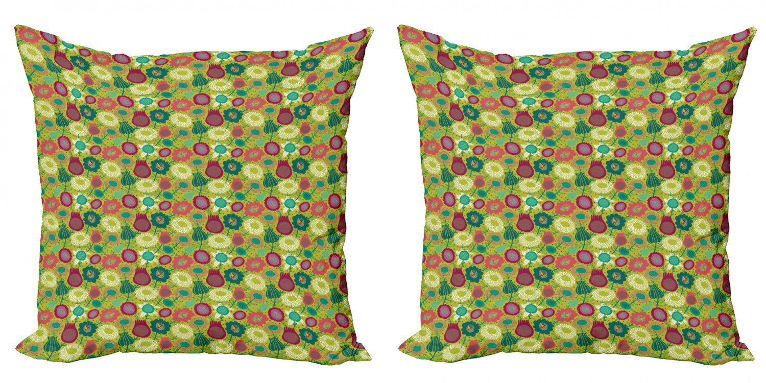 Kissenbezüge Modern Accent Abakuhaus Blumenkunst Bunt Wunderliche (2 Stück), Doppelseitiger Digitaldruck
