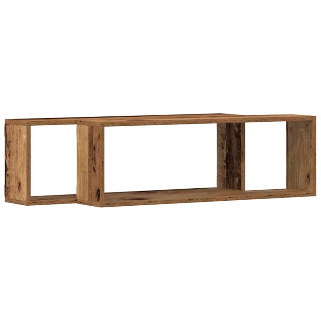 vidaXL Regal Wandregale 2 stk. Altholz 80 x 15 x 26 cm Holzwerkstoff, 2-tlg.