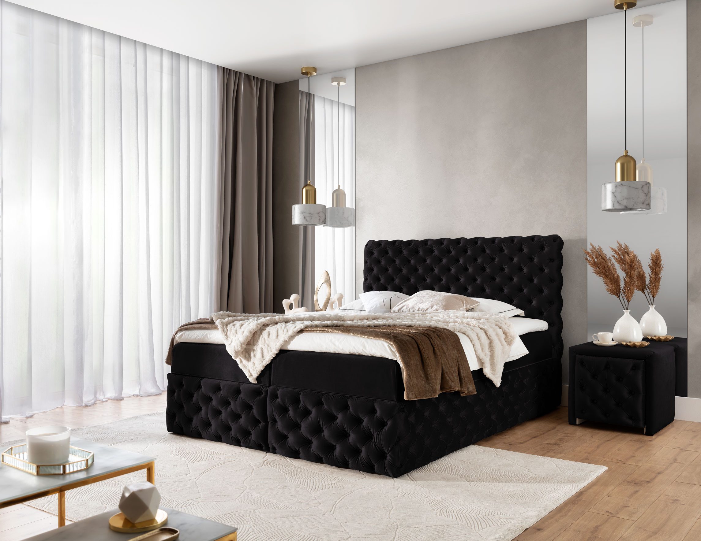 yourhouse24 Boxspringbett Castel (Bonell-Matratze und Topperr), günstig online kaufen