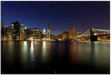 Wallario Sichtschutzzaunmatten New York Skyline - Brooklyn Bridge und Manhattan am Abend
