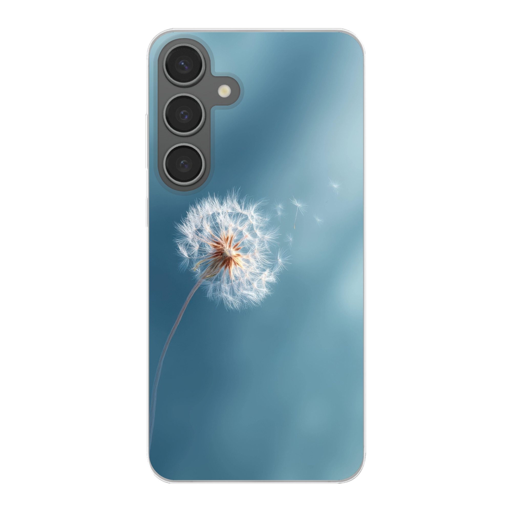 MuchoWow Handyhülle für Samsung Galaxy S24 Plus Löwenzahn - Wind - Blau, Phone Case, Silikon, Schutzhülle Dünn