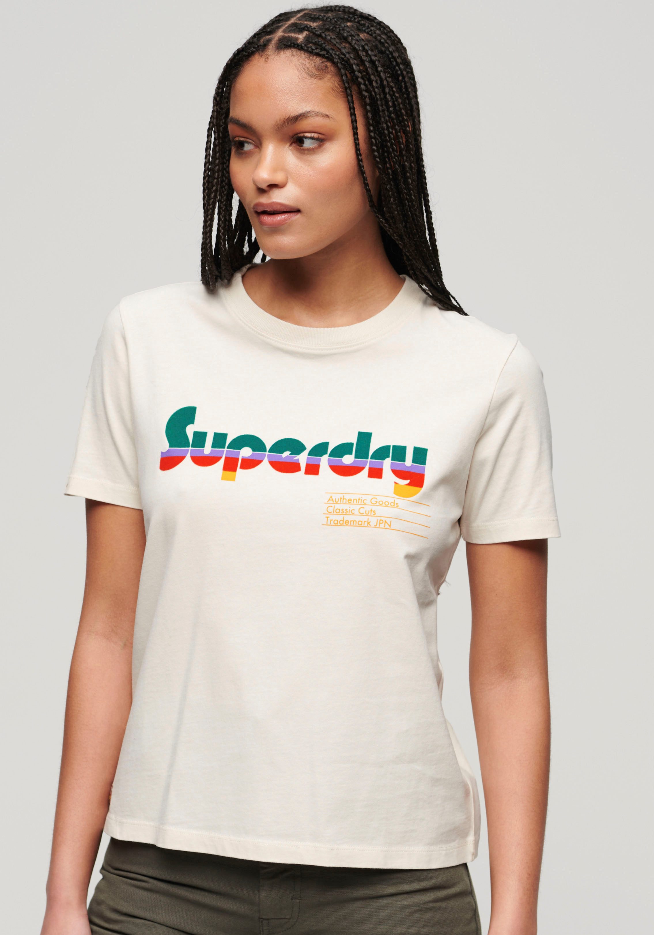 Superdry Print-Shirt RETRO FLOCK RELAXED T SHIRT